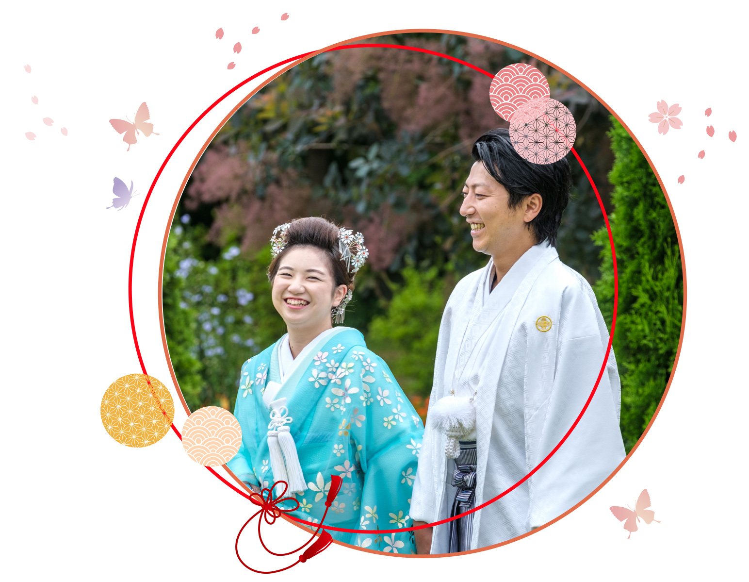 和装結婚式のカップル